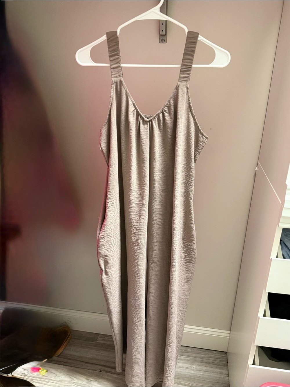 Maurices Sleeveless Textured Slip Dress in Taupe Gray